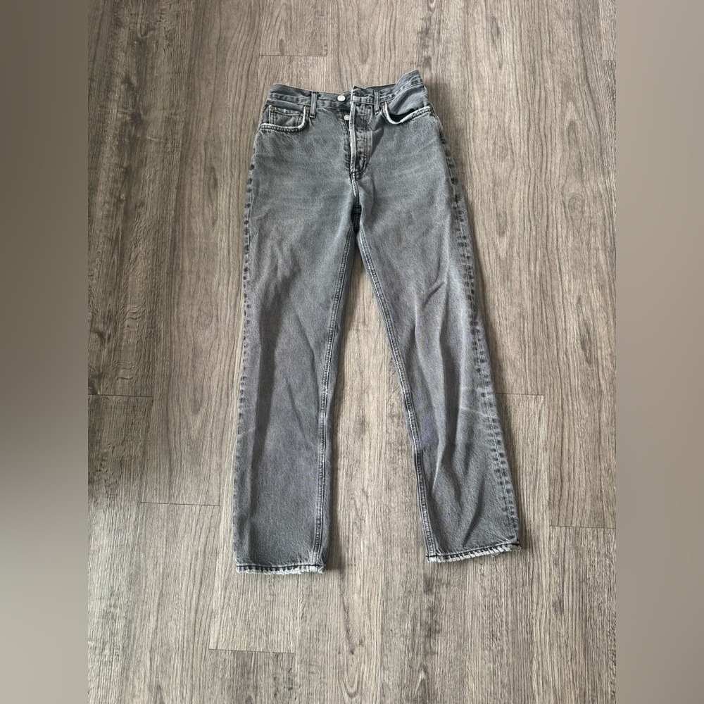 Agolde Gray 90s pinch high rise straight denim jeans